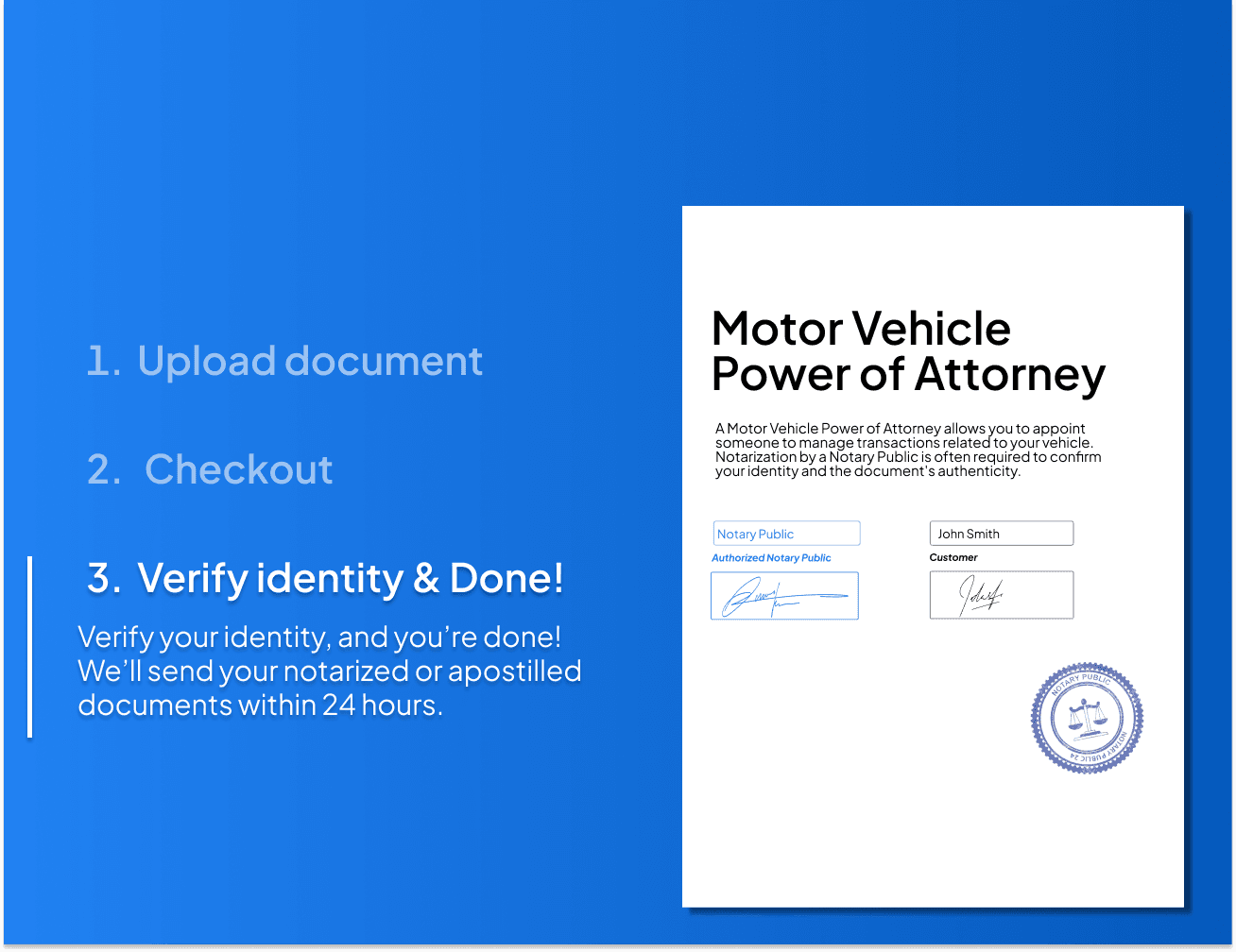 motor vehicle power of attorney notarization process